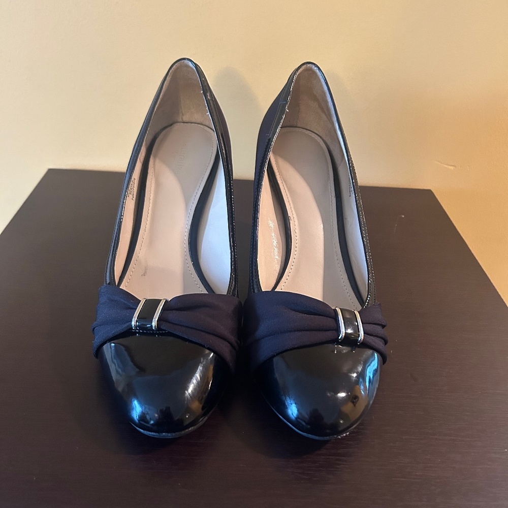 Naturalizer Heels Womens 10 M Berta Pump Slip On Black Fabric Faux Leather